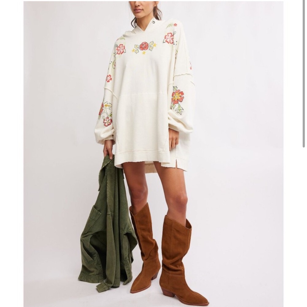 NWT FREE PEOPLE We The Free Graphic We Hoodie / Ivory Combo Medium